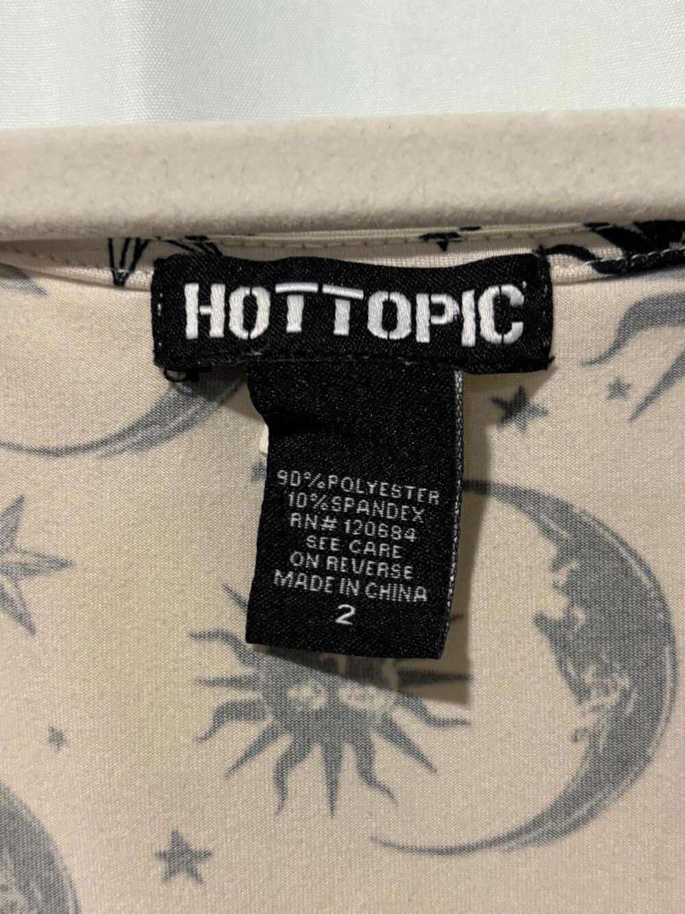 Hot Topic Celestial Sun & Moon Mini Dress Cream and Black Size 2 Witchy/Whimsy - Picture 3 of 4